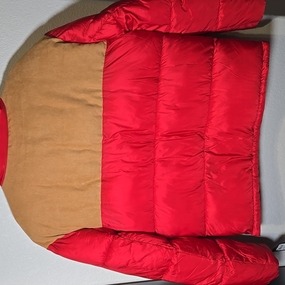 GUESS Larry Fabric Block Puffer Jacket Red Large - Picture 5 of 10